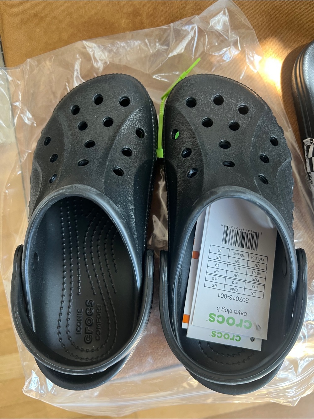 CROCS Black Classic Clog with Lime Green Accent